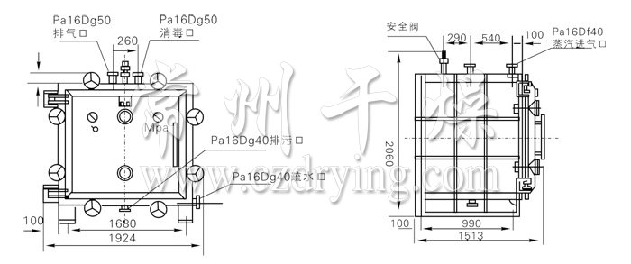 方形靜態(tài)真空干燥機結構示意圖